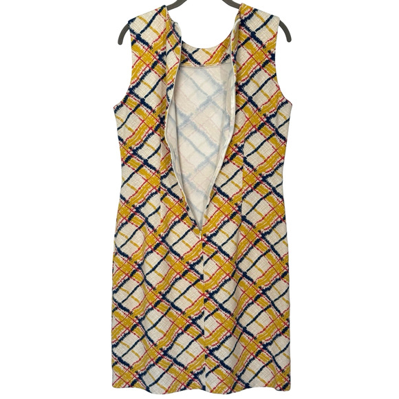 J. McLaughlin Size L Devon Sleeveless Shift Dress Yellow Chalk Plaid Print EUC - Picture 4 of 8